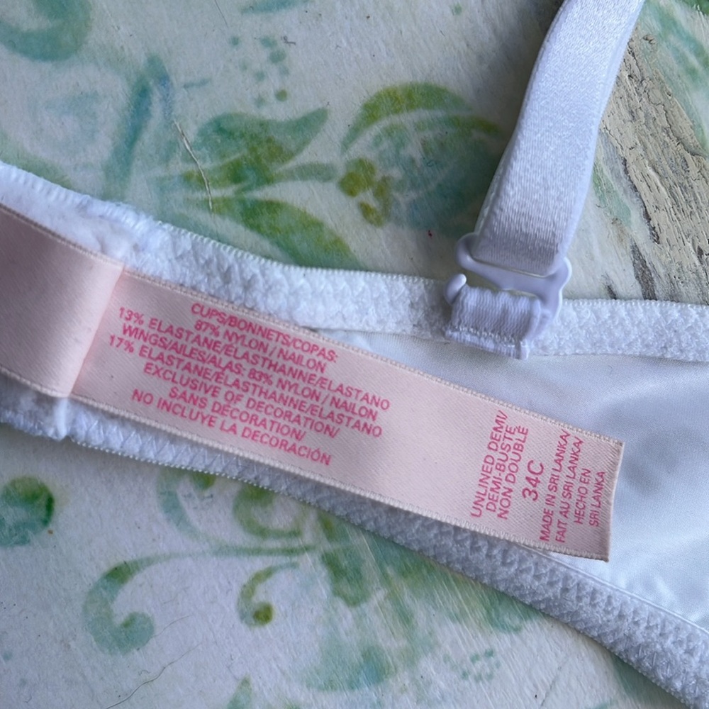 VS Unlined Demi Lace Bra White 34C - Picture 6 of 6